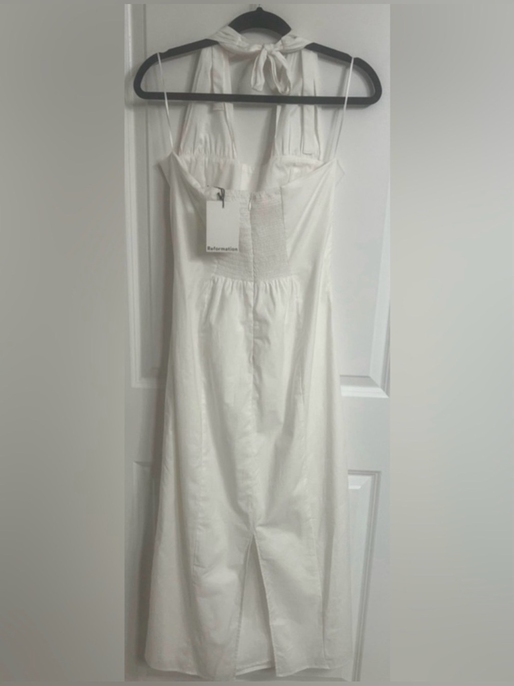 NWT Reformation Bessi Linen Halter Midi Dress White Size 8 - Picture 3 of 5